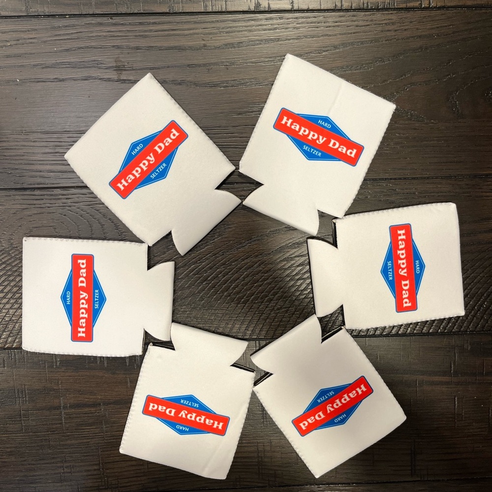 (6) Happy Dad Koozies ❤️🤍💙